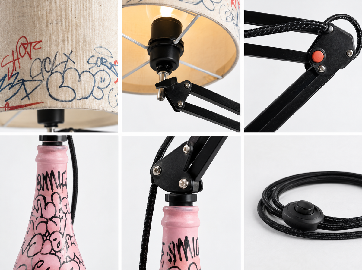 Lámpara de Diseño Industrial con Grafiti