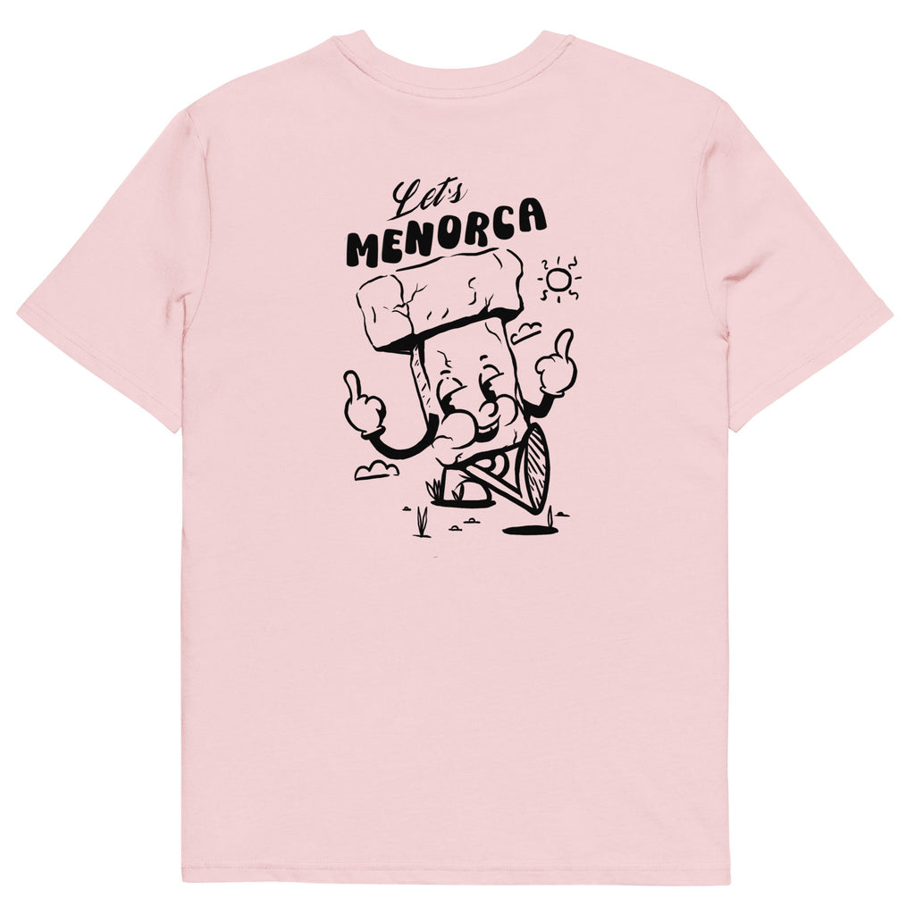 Vista trasera de la camiseta rosa Let’s Menorca
