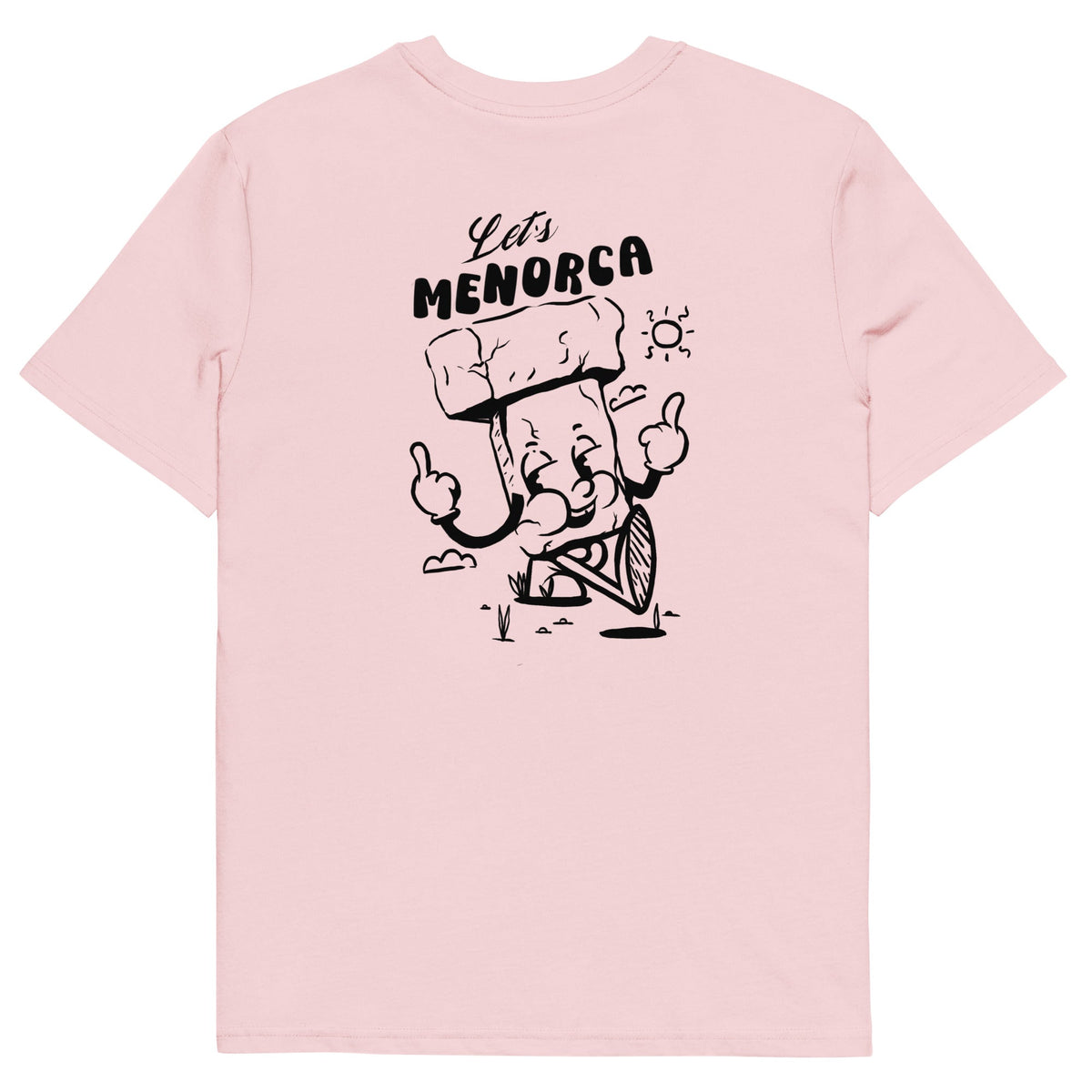 Vista trasera de la camiseta rosa Let’s Menorca