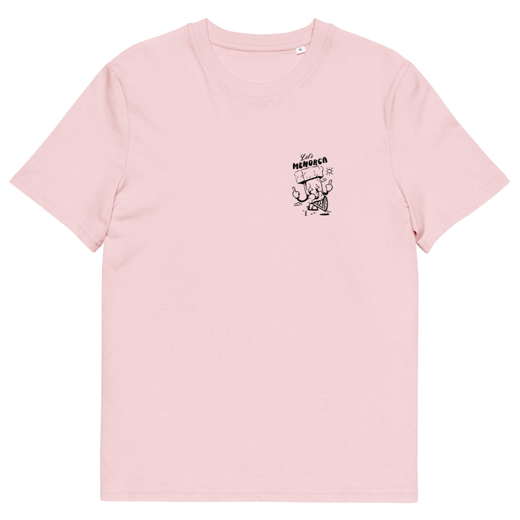Vista frontal de la camiseta rosa Let’s Menorca