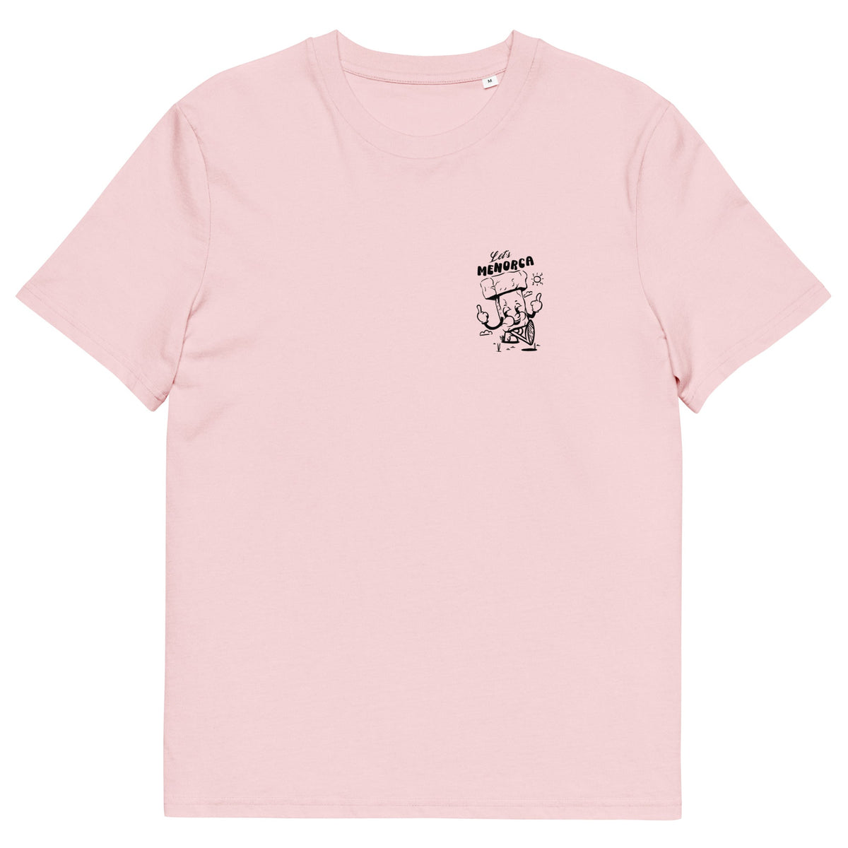 Vista frontal de la camiseta rosa Let’s Menorca