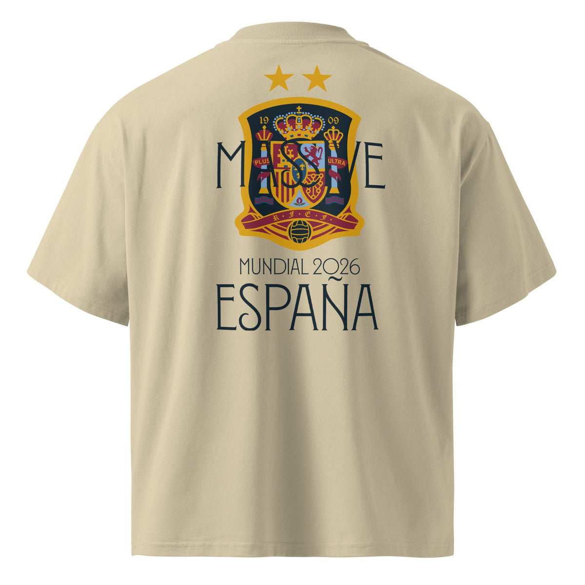 Vista trasera de la camiseta España Mundial 2026 color piedra