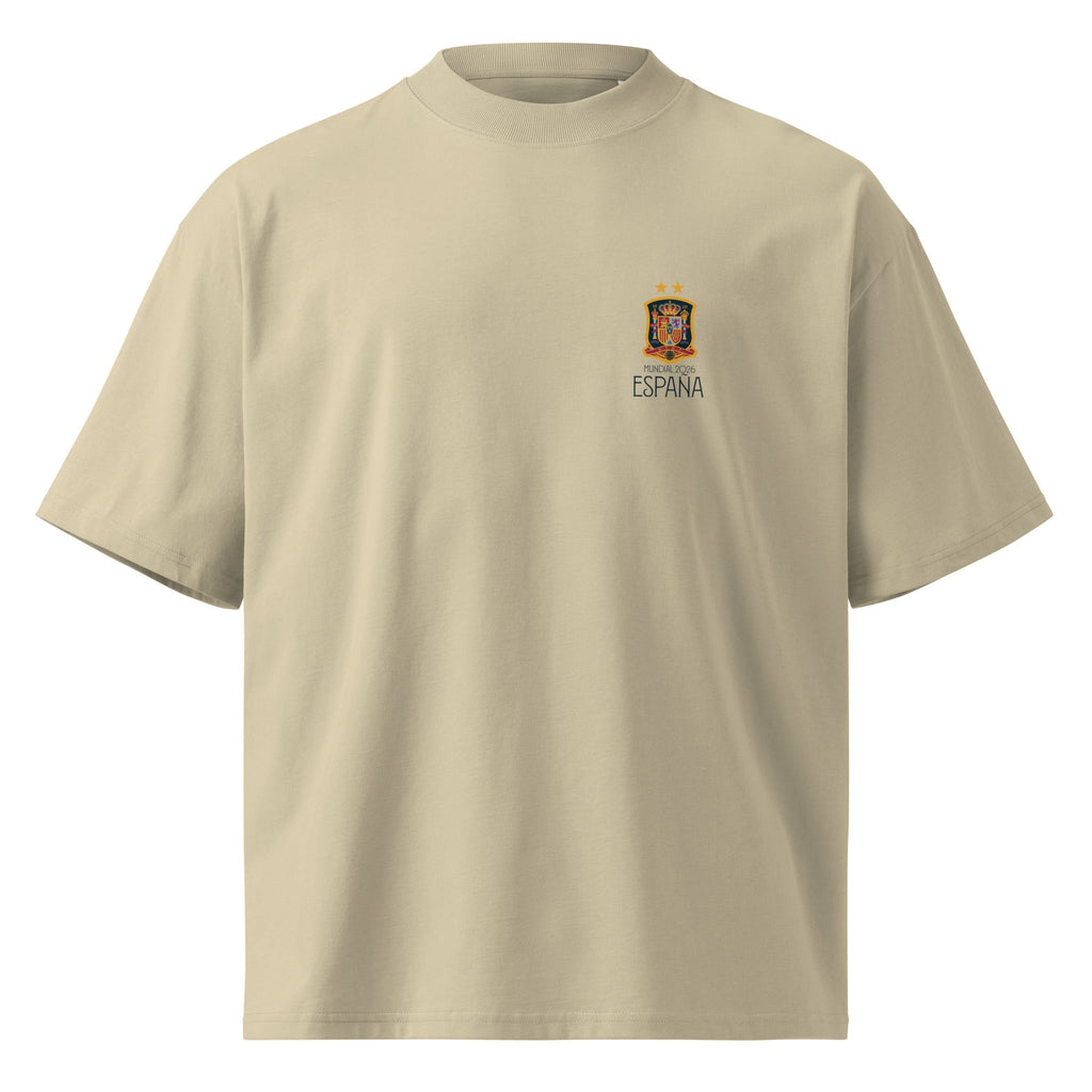 Vista frontal de la camiseta España Mundial 2026 color piedra
